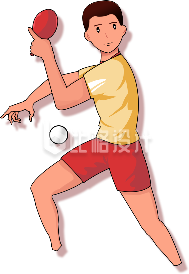 打乒乓球插画