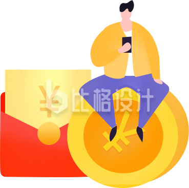 金币商务插画手绘