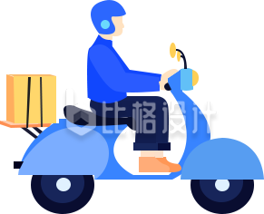 骑车的快递员插画