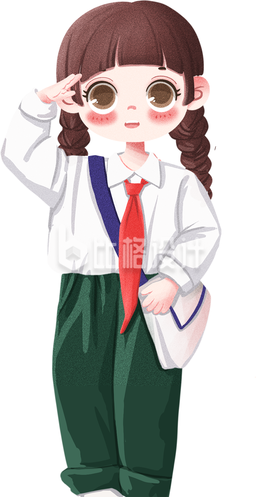 敬礼小女孩插画