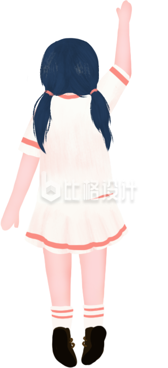 手绘学生小女孩插画