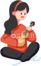 可爱的小姐姐弹尤克里里