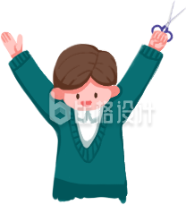 可爱的小男孩拿着剪刀