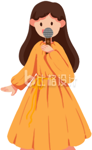 小美女唱歌手绘