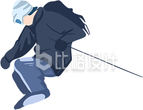 滑冰的小男孩插画手绘