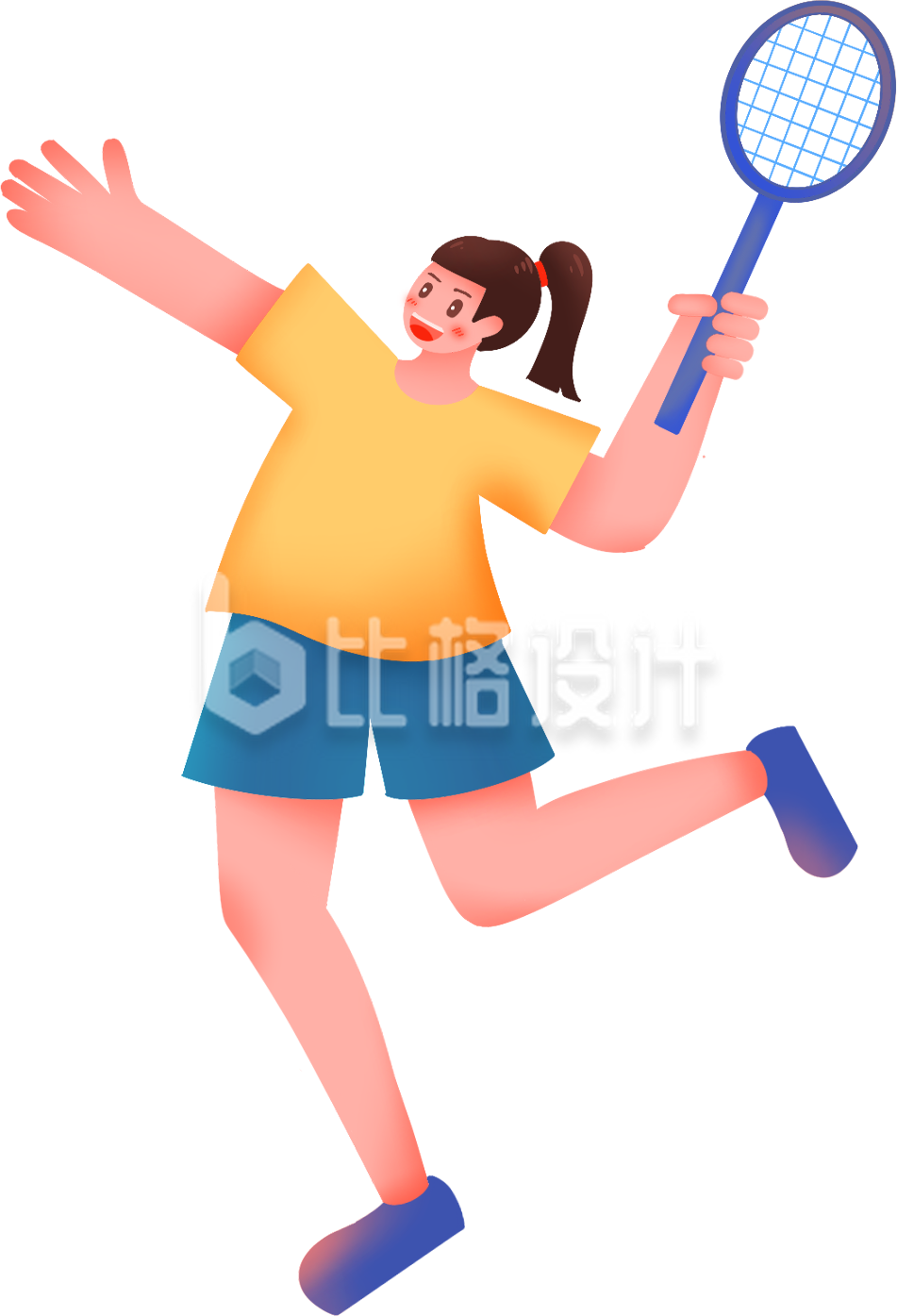 可爱阿打羽毛球的小女生