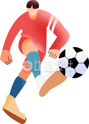 踢足球插画手绘