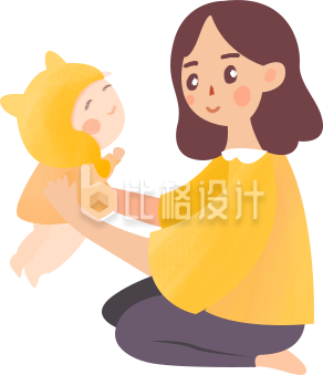 妈妈和宝宝插画手绘