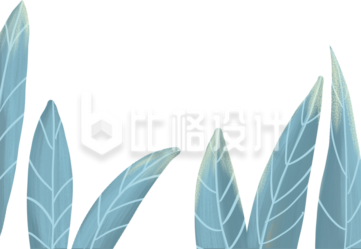 手绘绿叶草丛