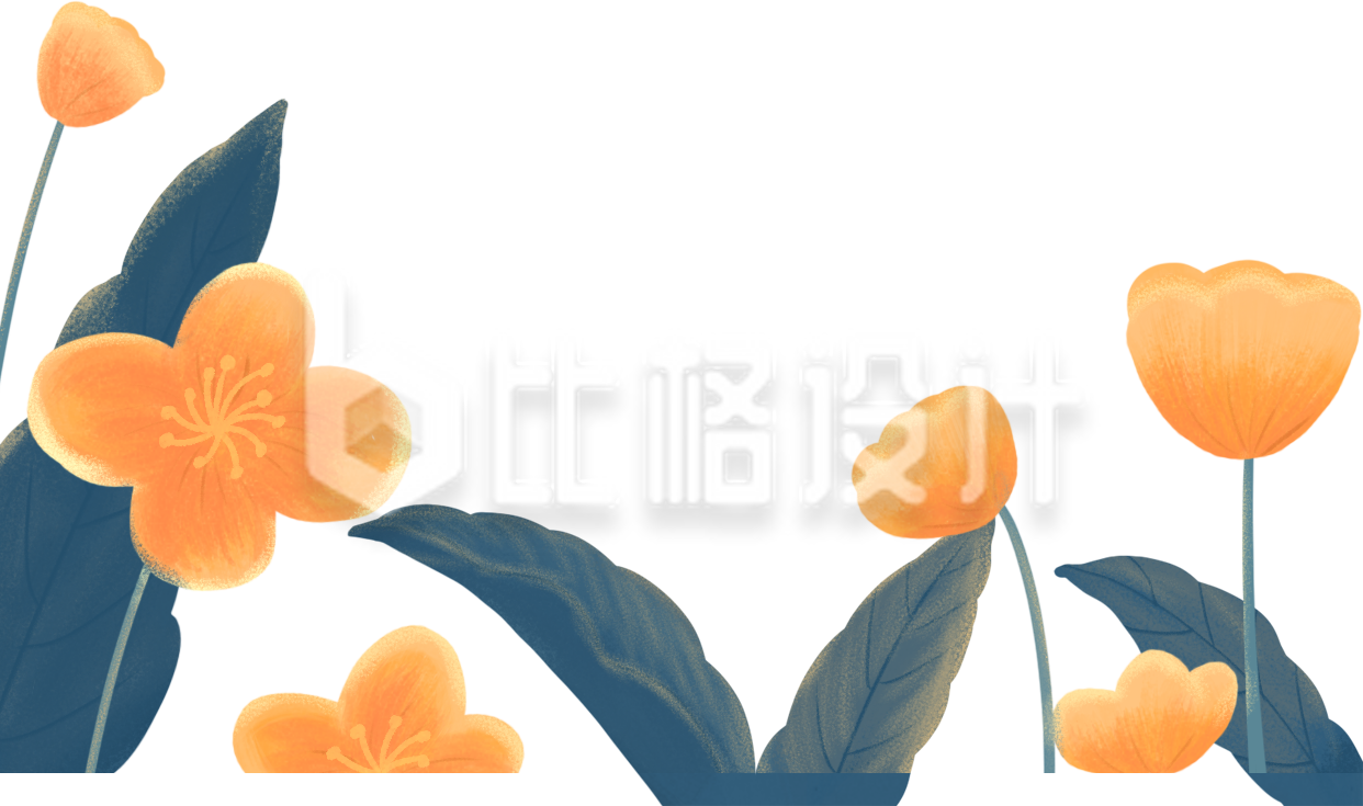 手绘绿叶花草