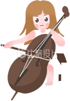 可爱的小姑娘拉大提琴手绘插画