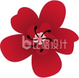 手绘红梅花