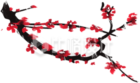 手绘红梅花