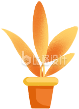 盆栽小草手绘插画