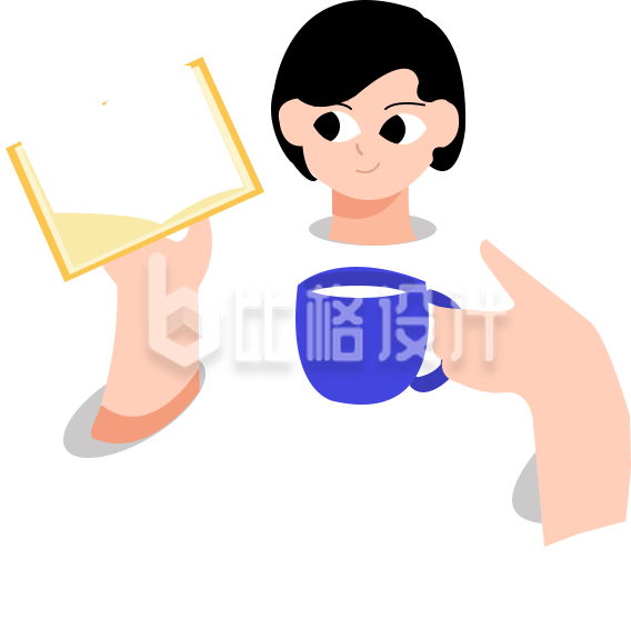 看书插画手绘小姐姐