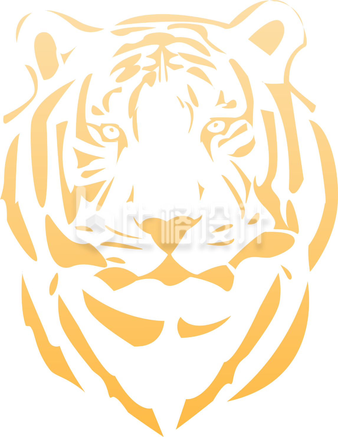 老虎的剪影手绘插画