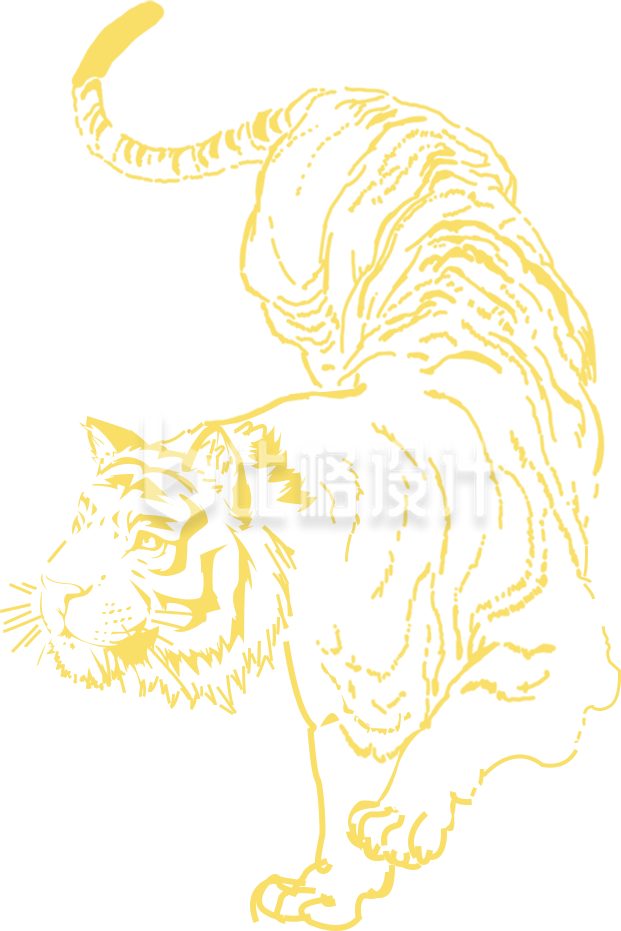 老虎线条手绘插画
