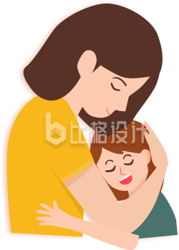 拥抱的母子手绘插画