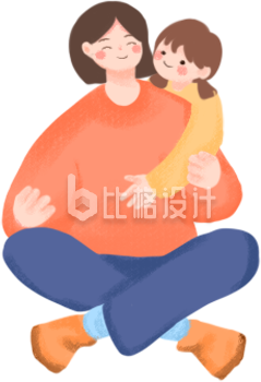 母女手绘插画