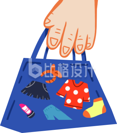 拿手提包的小手手绘 