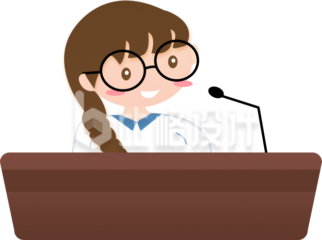 办公的小女孩手绘