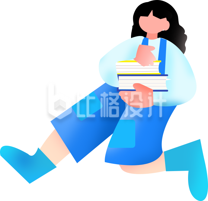 可爱的小女孩抱书手绘