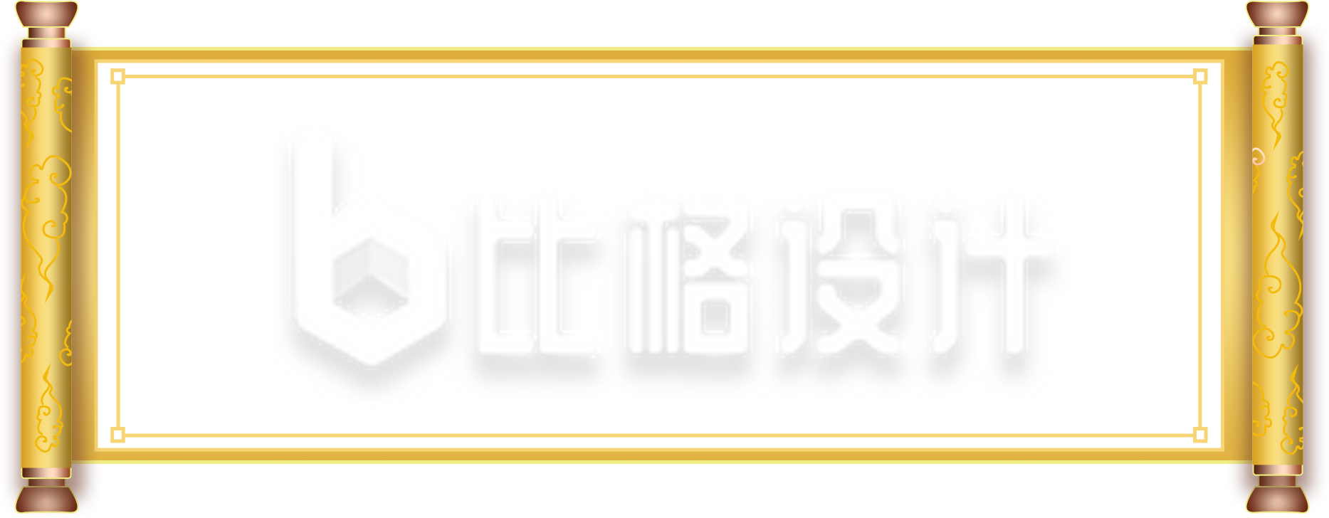 卷轴黄色手绘插画