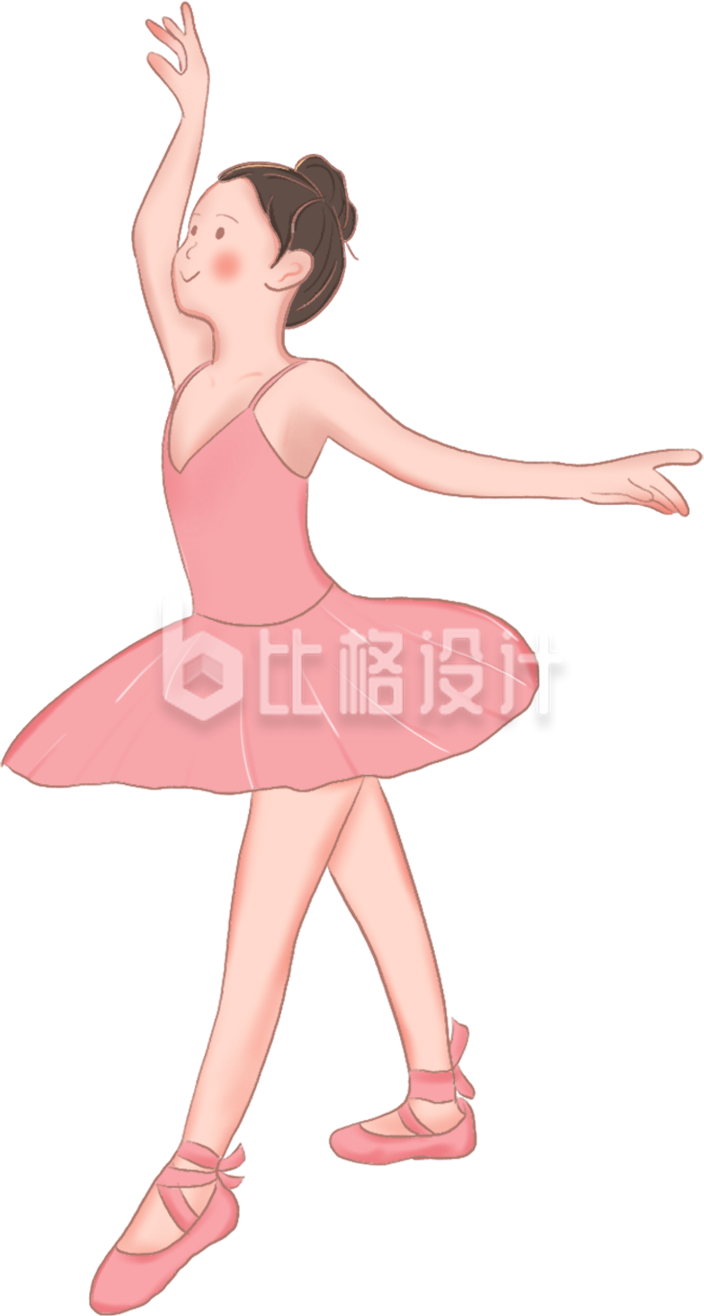 跳舞的小=小女孩手绘插画