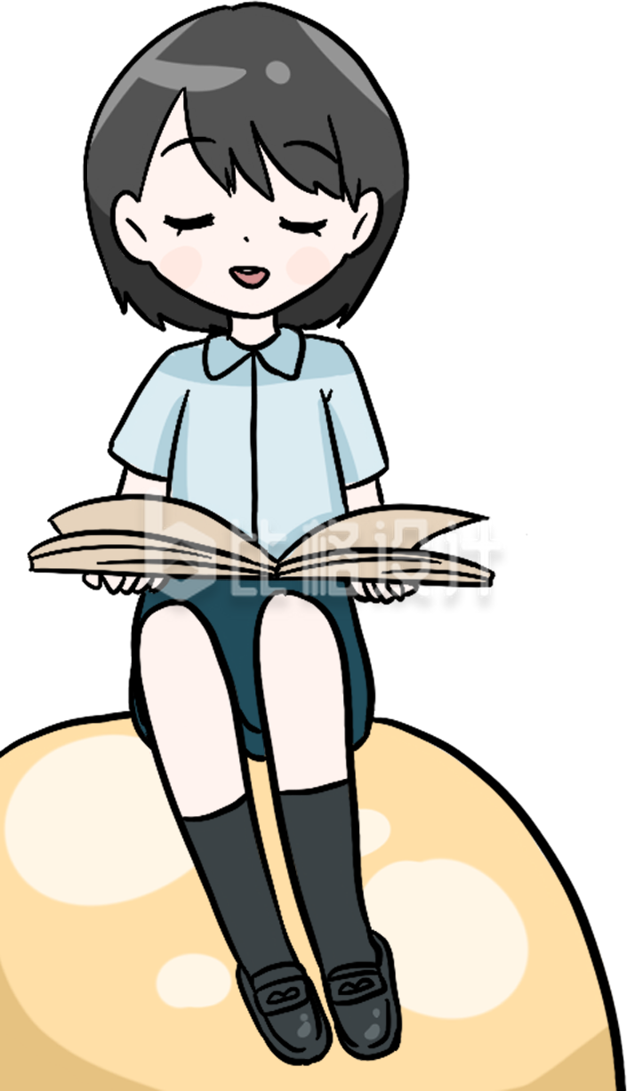 看书的小姐姐手绘插画