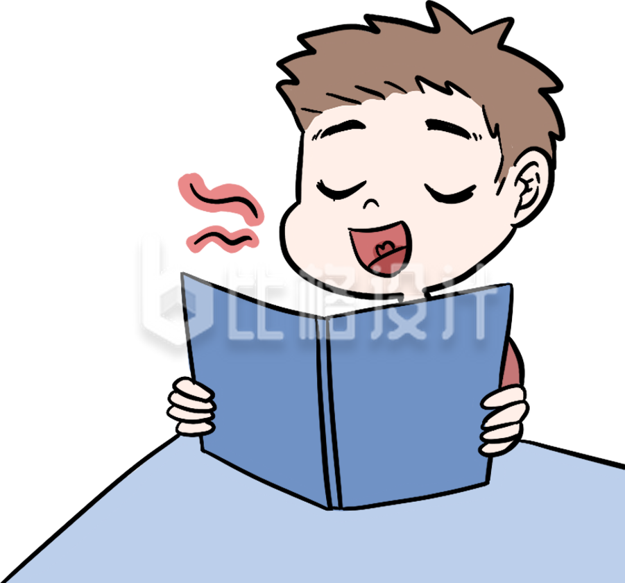 朗朗读书声小男孩手绘插画 朗朗读书声小男孩手绘插画