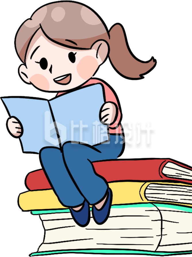 可爱小姐姐读书手绘插画