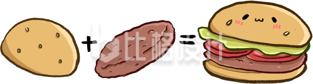 汉堡包手绘插画