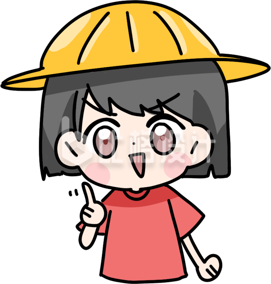 带小黄帽的小女孩手绘