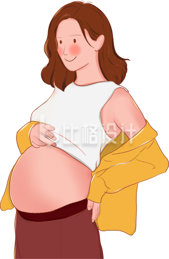 孕妇妈妈手绘插画