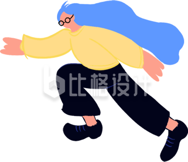 运动的小女孩手绘