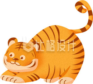 可爱胖胖老虎手绘插画