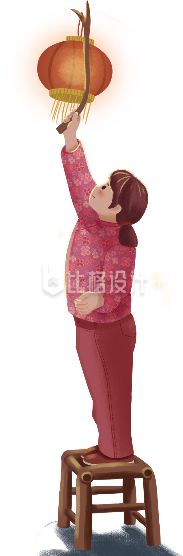 挂灯笼手绘插画