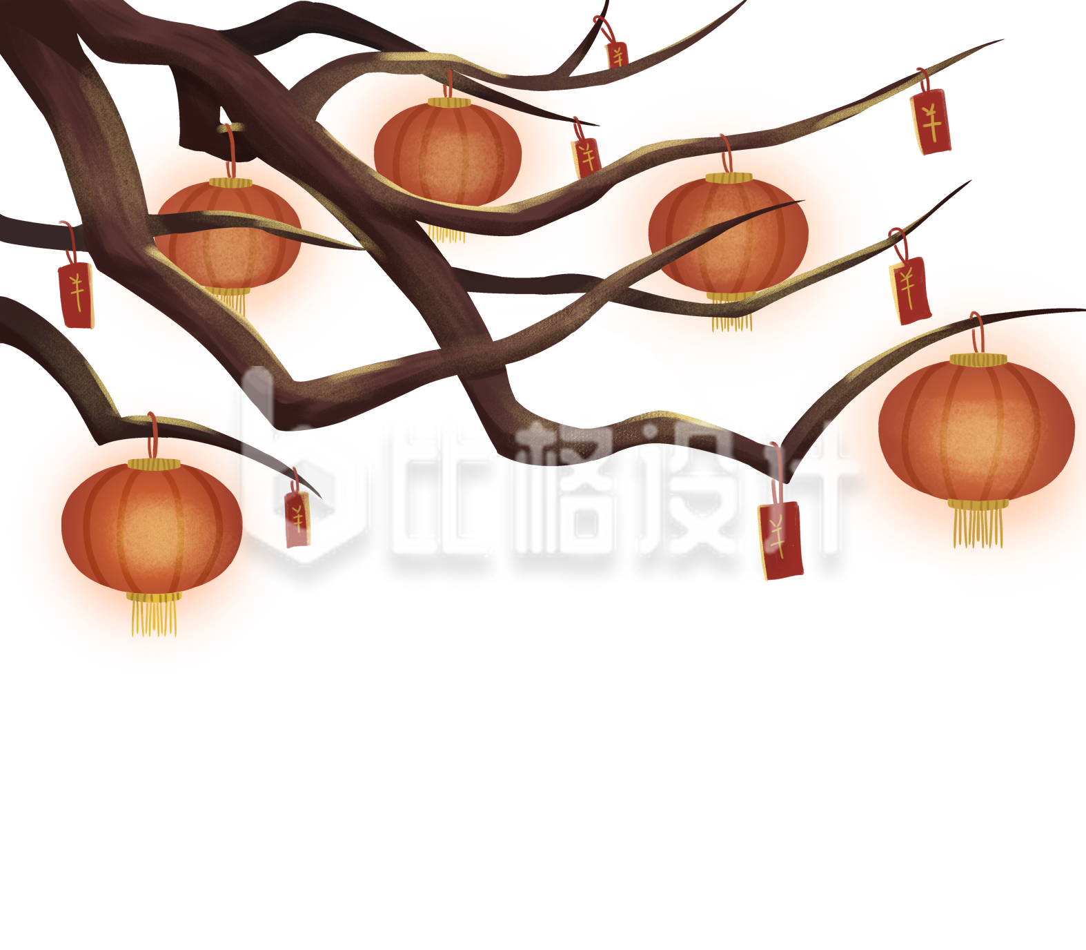 挂灯笼手绘插画