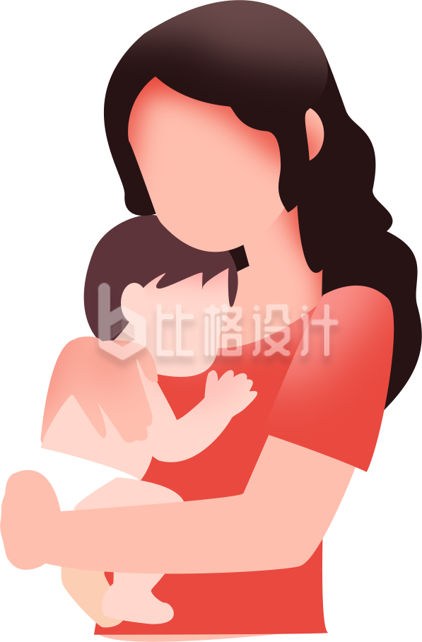 母亲与婴儿手绘插画