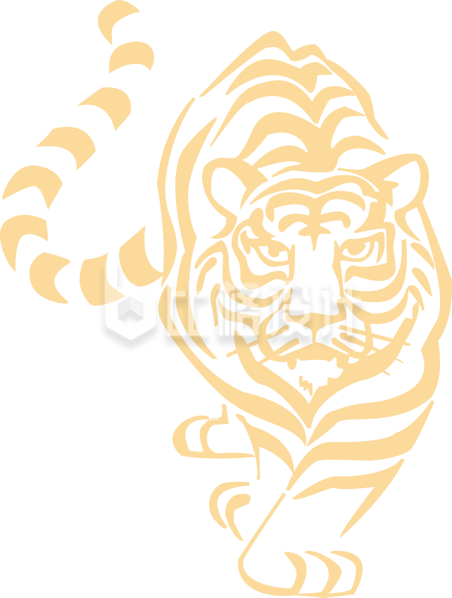 老虎剪影手绘插画