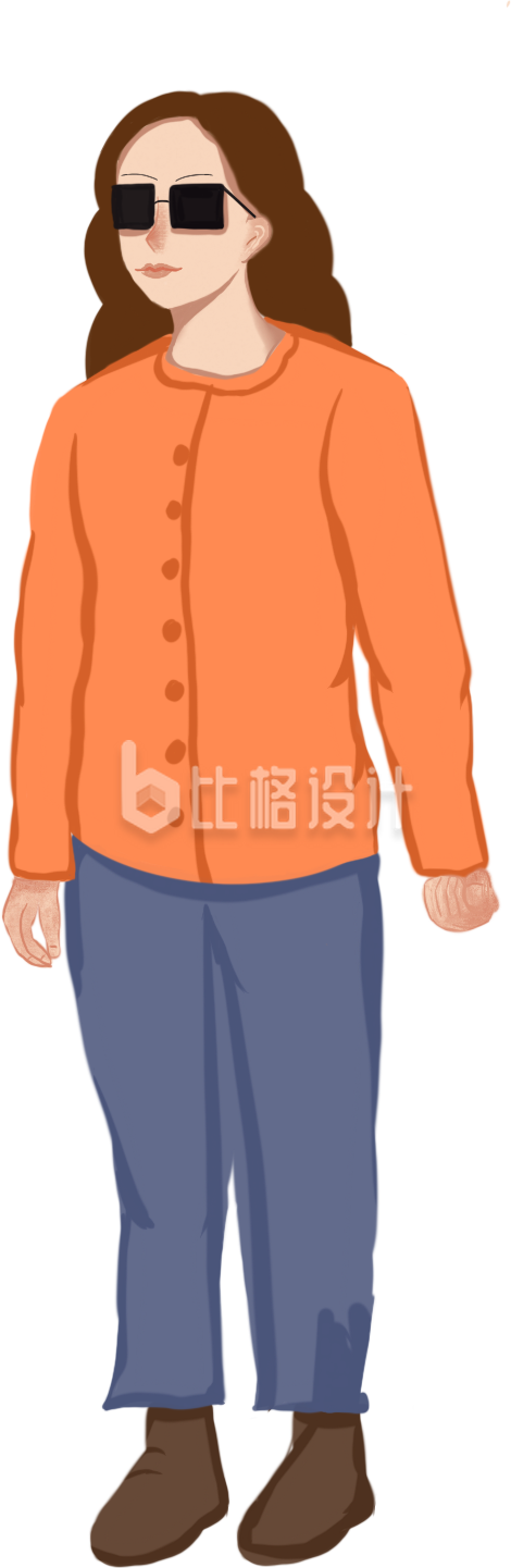 盲人手绘插画
