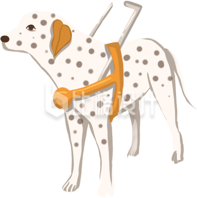 导盲犬手绘插画