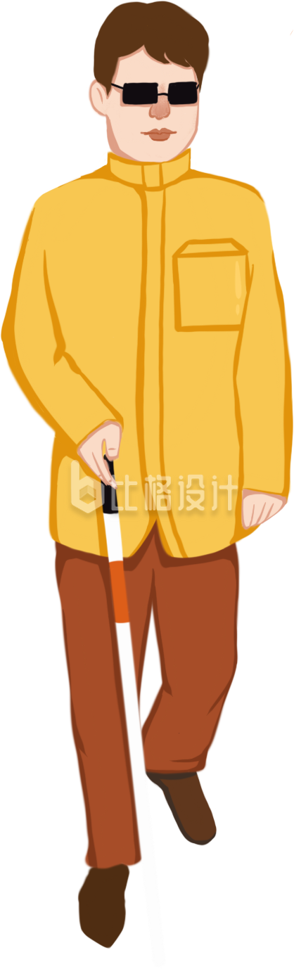 盲人手绘插画