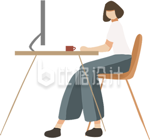 办公小姐姐手绘插画