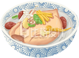 乌鸡煲汤手绘插画