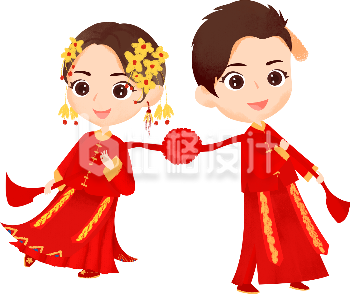 新人结婚手绘插画