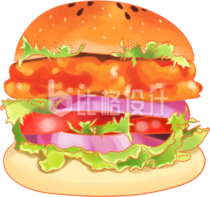 汉堡手绘插画