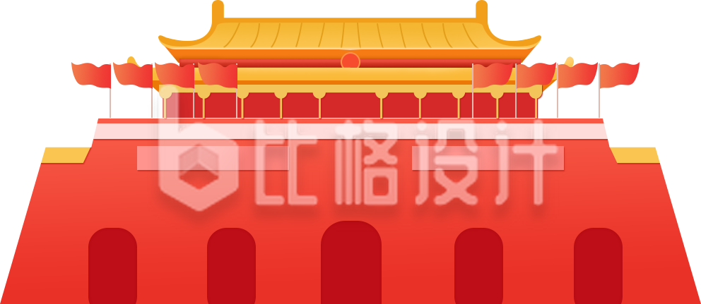 中国风天安门插画彰显国庆氛围宣传物料