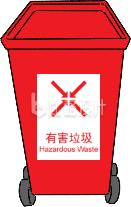 有害垃圾箱手绘