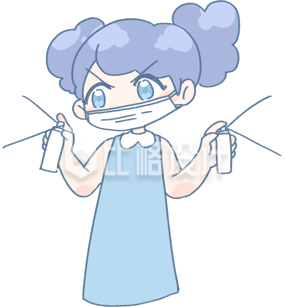 可爱小姐姐戴口罩插画